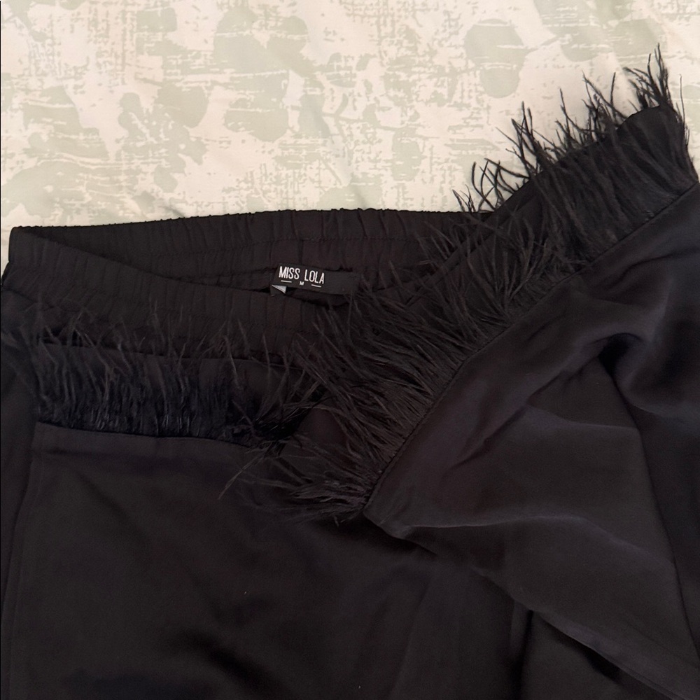 LOLA BABY TWO PIECE SATIN PANT SET - BLACK - Picture 9 of 9
